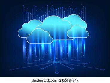 Cloud technology There is a circuit board connected to the cloud. Refers to cloud technology that is used to store data via the Internet and can send data to other people.