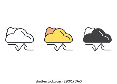 cloud technology thin line icons. Vector illustration isolated on white. Editable stroke.