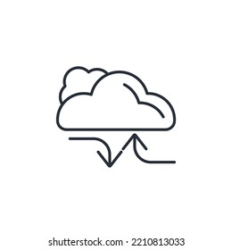 cloud technology thin line icons. Vector illustration isolated on white. Editable stroke.