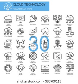 Cloud Technology  , Thin Line and Pixel Perfect Icons