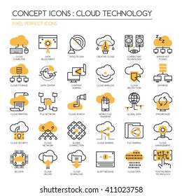 Cloud Technology , Thin Line and Pixel Perfect Icons