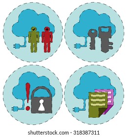 Cloud technology vector icon set