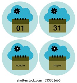 Cloud technology vector icon set 