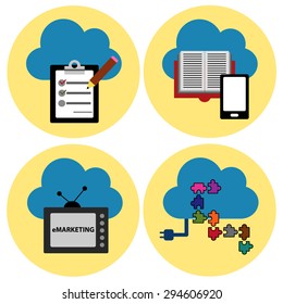 Cloud technology vector icons set