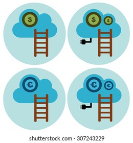 Cloud technology vector icons set