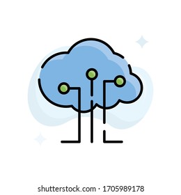Cloud Technology Vektorillustration Illustration. Umrisssymbol ausgefüllt. Symbol für Technologie und intelligente Arbeit. 