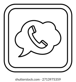 Cloud with telephone icon isolated on transparent background