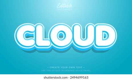 Cloud text style headline banner, Blue cloud editable text effect