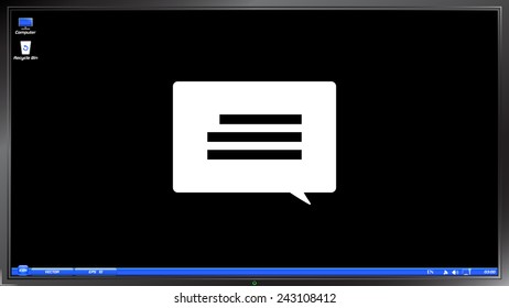 Cloud with the text. Thought Bubbles on the screen monitor. Made vector illustration