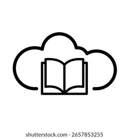 Livro de texto em nuvem, biblioteca digital online - ícone do vetor	