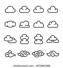 cloud thin line icon set,vector and illustration