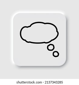 Cloud Thinking Simple Icon. Flat Desing. Neumorphism Design.ai