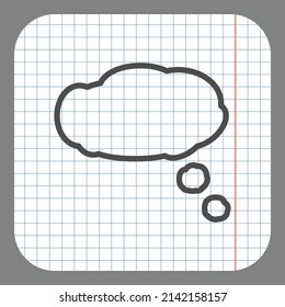 Cloud Thinking Simple Icon. Flat Desing. On Graph Paper. Grey Background.ai