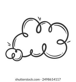 Wolke des Denkens, Träume Linie Symbol. Handgezeichneter Retro-Ballon, Doodle Cloud zum Nachdenken und Reflektieren. Gedanken, Kommunikation Maskottchen, Umriss Sprachbox Symbol in Comic-Stil Vektorgrafik