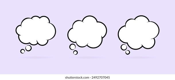 Iconos de conjunto de pensamiento de nube. Estilo plano. Iconos vectoriales.