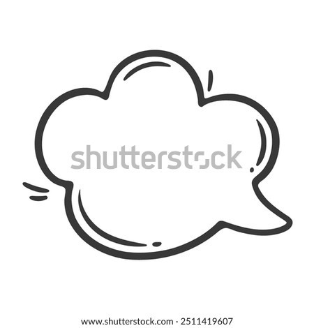 Cloud of thoughts line icon. Hand drawn retro empty balloon of mental speech, doodle thinking bubble with tail. Think, communication mascot, outline icon in comic book style vector illustration
