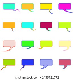 Облако мысли.  A cloud of thoughts. A vector set of 16 images. Done on a white isolated background. Pictures are painted in accordance with the rules of color harmony.