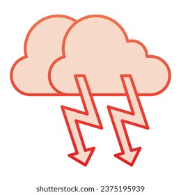 Cloud with thunder flat icon. Lightning with cloud red icons in trendy flat style. Rainy climate gradient style design, designed for web and app. Eps 10