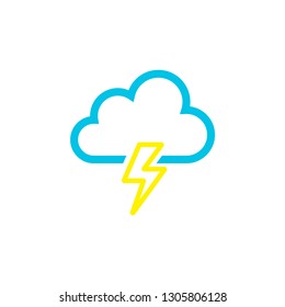cloud and thunder icon outline vector