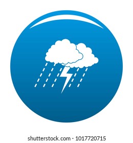 Cloud thunder icon vector blue circle isolated on white background 