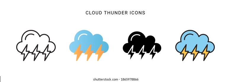 cloud thunder icon vector with different style design. isolated on white background