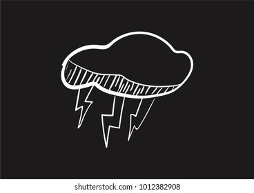 cloud thunder icon vector flat black