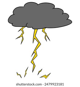 ilustración de trueno de nube dibujado a mano Vector aislado
