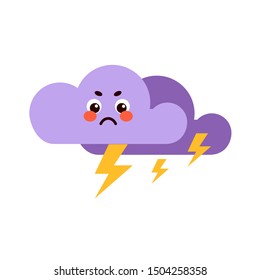 cloud thunder lightening violet isolated on white