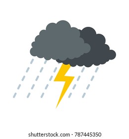 Cloud thunder lightning icon. Flat illustration of cloud thunder lightning vector icon isolated on white background