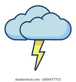 cloud thunder lightning weather storm flat color vector illustration template design