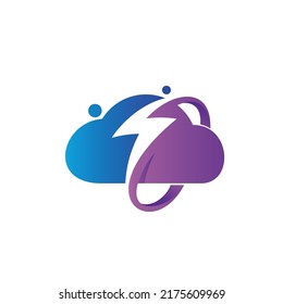 Vector de diseño de logotipo de nube y trueno