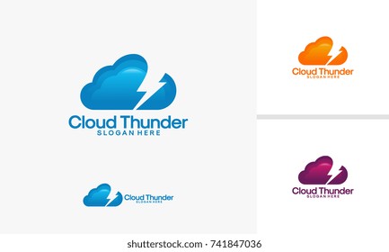 Cloud Thunder logo template, Cloud Flash logo designs vector
