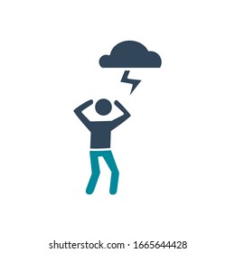cloud and thunder over avatar silhouette style icon design, Insurance health care security protection life accident and guard theme Vector illustration