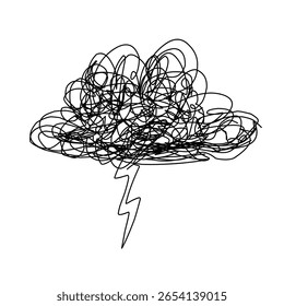 cloud and thunder sketch scribble illustration.eps