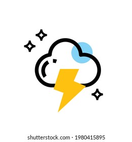 cloud and thunder vector icon design