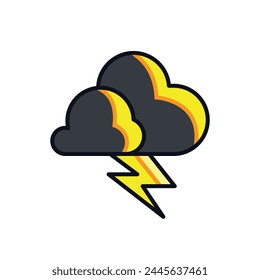 Cloud With Thunder Vector Illustration In Flat Style