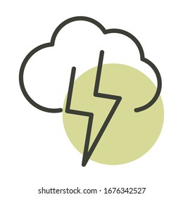 cloud thunderbolt alternative sustainable energy vector illustration line style icon