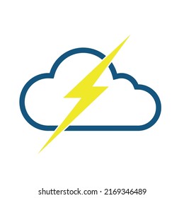 cloud with thunderbolt outline icon in vector format.