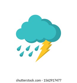 cloud thunderbolt rainy weather flat icon image vector illustration
