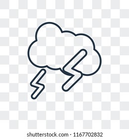 Cloud with thunderbolt vector icon isolated on transparent background, Cloud with thunderbolt logo concept