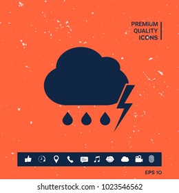 Cloud thunderstorm lightning rain icon
