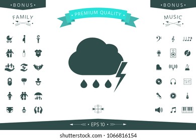 Cloud thunderstorm lightning rain icon