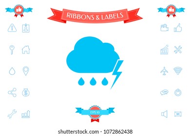 Cloud thunderstorm lightning rain icon