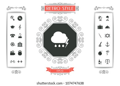 Cloud thunderstorm lightning rain icon
