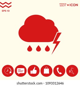 Cloud thunderstorm lightning rain icon