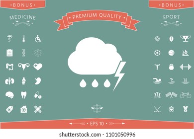 Cloud thunderstorm lightning rain icon