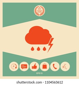 Cloud thunderstorm lightning rain icon