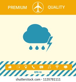 Cloud thunderstorm lightning rain icon