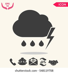 Cloud thunderstorm lightning rain icon