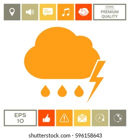 Cloud thunderstorm lightning rain icon